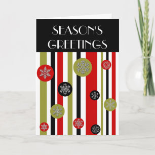 vintage retro stripes, SEASON'S GREETINGS Holiday Card