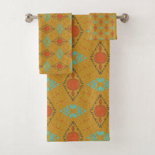 Vintage Retro Style 60s & 70s Pattern Bath Towel Set