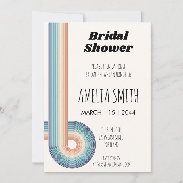 Vintage Retro Style 70s Bridal Shower  Invitation (Front)