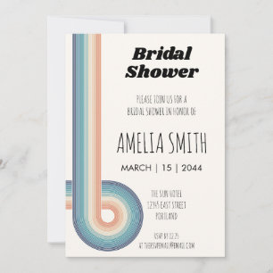 Vintage Retro Style 70s Bridal Shower  Invitation
