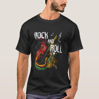Vintage Retro Style 80s Rock Roll Music Guitar T-Shirt