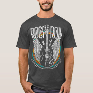 Vintage Retro Style 80s Rock  Roll Music Guitar T-Shirt