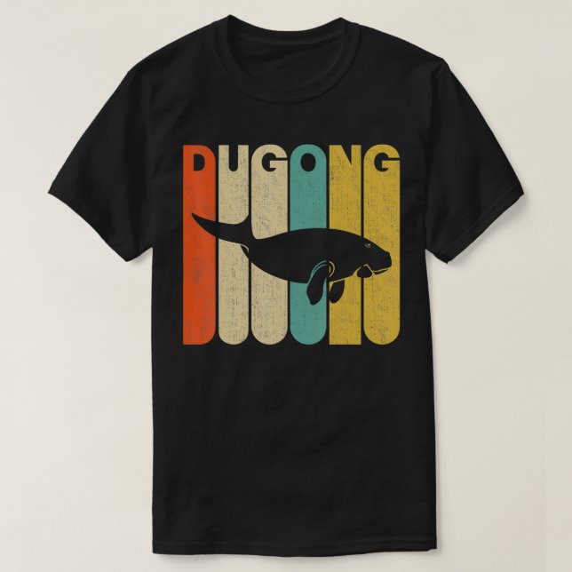 Vintage Retro Style Dugong Silhouette  T-Shirt (Design Front)