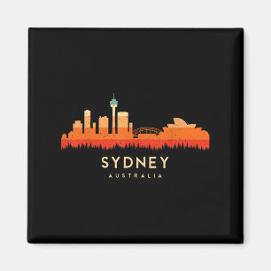 Vintage Retro Style Landscape Sun Skyline Sydney A Magnet