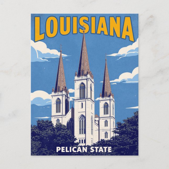 Vintage Retro Style Louisiana St. Louis Cathedral Postcard (Front)