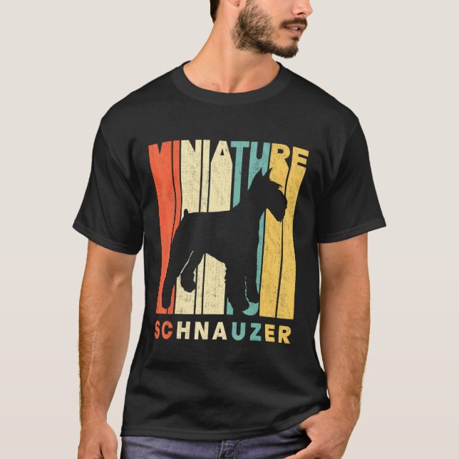 Vintage Retro Style Miniature Schnauzer Silhouette T-Shirt (Front)