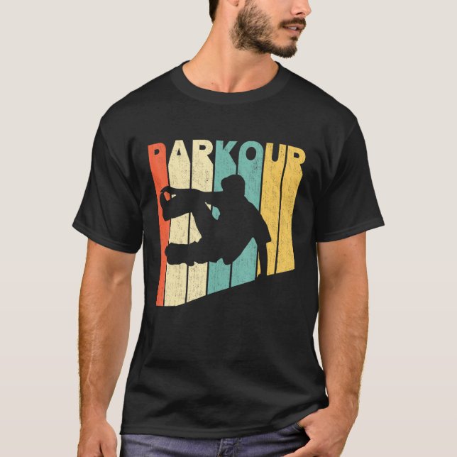 Vintage Retro Style Parkour Silhouette T-Shirt (Front)