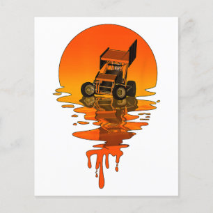 Vintage Retro Style Sprint Car Racing