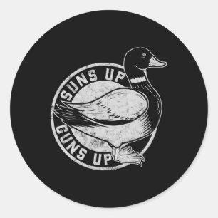 Vintage Retro Style Suns Up Funny Duck Hunting Classic Round Sticker