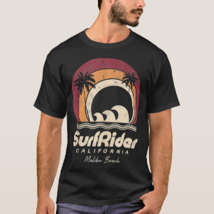 Vintage Retro Style Surf Palm Trees Malibu Beach C T-Shirt