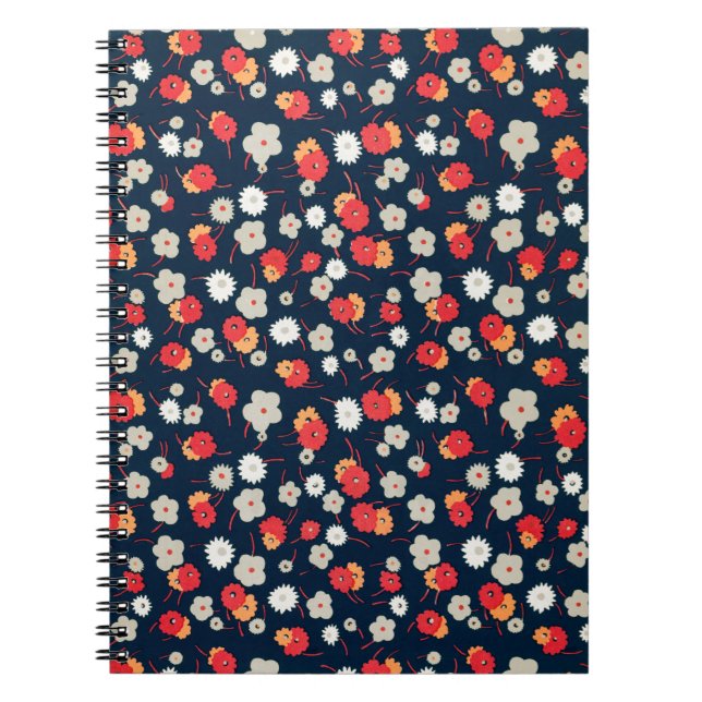 Vintage Retro Style Tiny Flowers Spiral Notebook (Front)