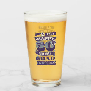 Vintage Retro Style Typography 50th Birthday Dad Glass