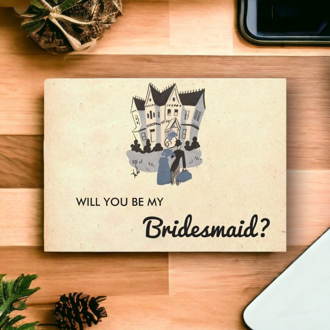 Vintage Retro Stylish Couple Chic Bridesmaid Card (Creator Uploaded)