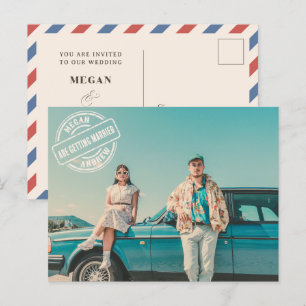 Vintage retro stylist photo wedding postcard