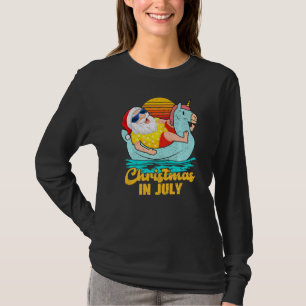 Vintage Retro Summer Santa Flamingo Christmas In J T-Shirt
