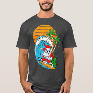 Vintage Retro Summer Surfer Surfing Santa Christma T-Shirt