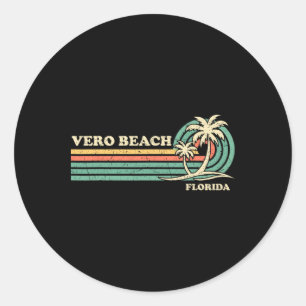 Vintage Retro Summer Vacation Florida Vero Beach M Classic Round Sticker