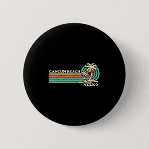 Vintage Retro Summer Vacation Mexico Cancun Beach 6 Cm Round Badge