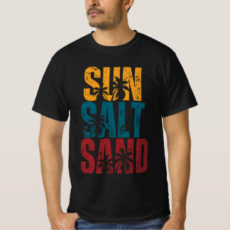 vintage retro Sun Salt Sand birds & plam trees sea T-Shirt