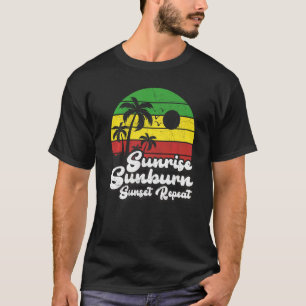 Vintage Retro Sunrise Sunburn Sunset Repeat Beach  T-Shirt