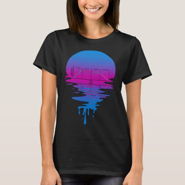 Vintage Retro Sunset ADSR Synth T-Shirt (Front)