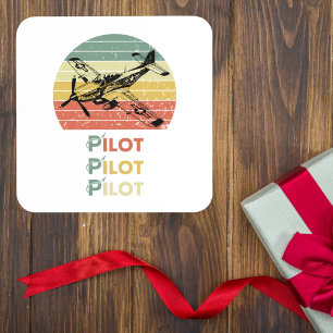 Vintage Retro Sunset, Aeroplane Pilot,Cool Aviatio Coaster
