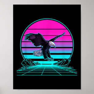 Vintage Retro Sunset Bald Eagle Poster