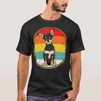 Vintage Retro Sunset Black Chihuahua Dog T-Shirt