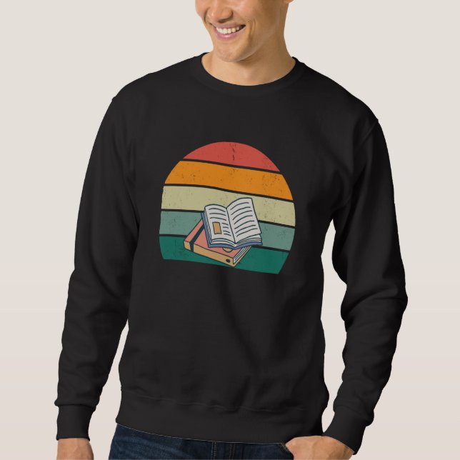 Vintage Retro Sunset Book Reading Book Discussion  Sweatshirt (Front)