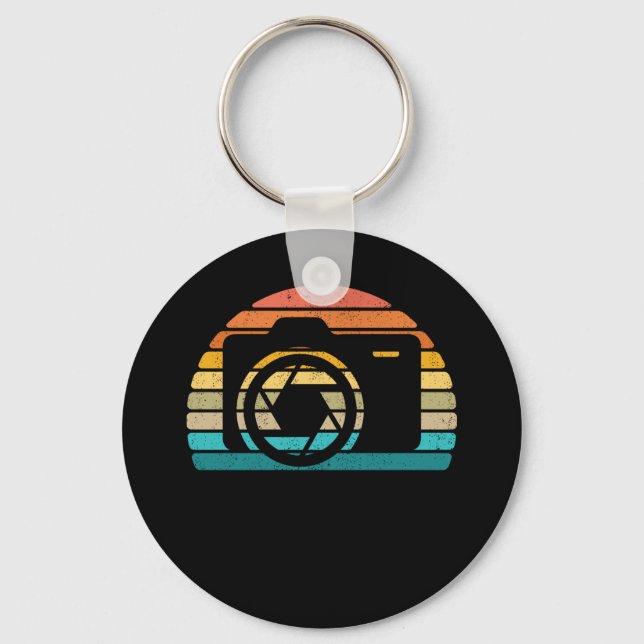 Vintage Retro Sunset Camera Photographer Key Ring (Front)