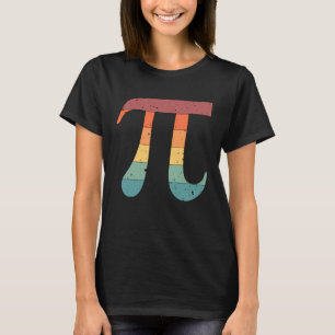 Vintage Retro Sunset Coloured Pi Symbol Mathematic T-Shirt