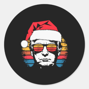 Vintage Retro Sunset Donald Trump Sungles Xmas Men Classic Round Sticker