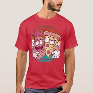 Vintage retro sunset funny pineapple and pizza foo T-Shirt