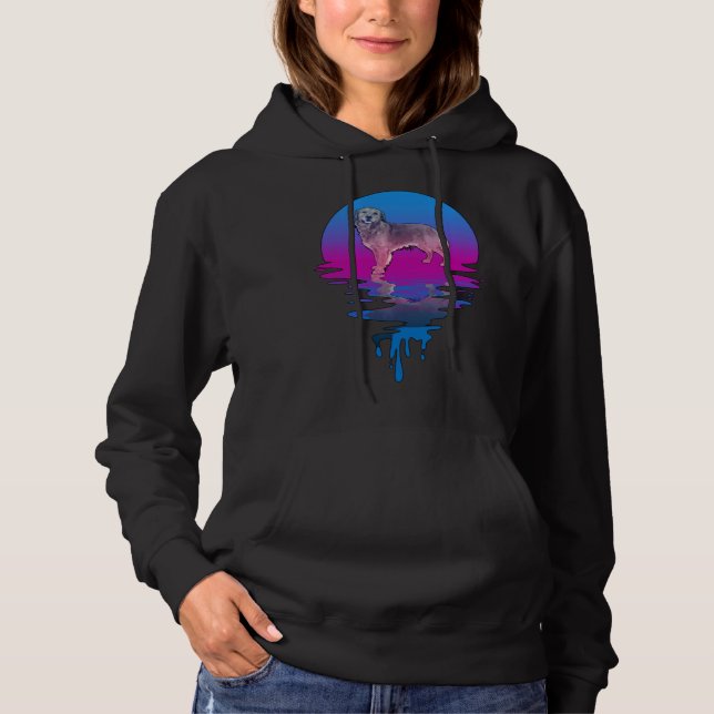 Vintage Retro Sunset Golden Retriever Hoodie (Front)