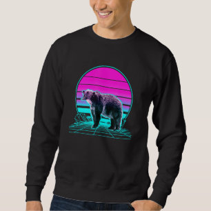 Vintage Retro Sunset Grizzly Bear Sweatshirt