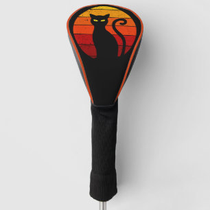 Vintage Retro Sunset Halloween Black Cat I Golf Head Cover