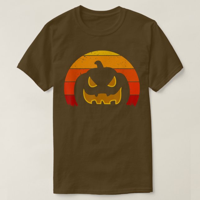 Vintage Retro Sunset Halloween Pumpkin, Halloween  T-Shirt (Design Front)