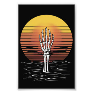 Vintage Retro Sunset Halloween Zombie Hand Scary  Photo Print
