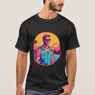 Vintage Retro Sunset Lifeguard Design Lifeguard T-Shirt