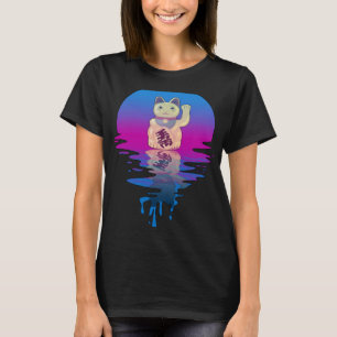 Vintage Retro Sunset Lucky Cat T-Shirt