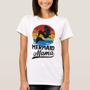 Vintage Retro Sunset Mermaid Mama T-Shirt