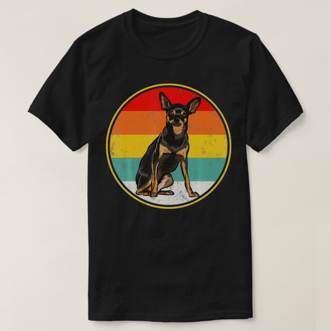 Vintage Retro Sunset Miniature Pinscher Dog  T-Shirt (Design Front)