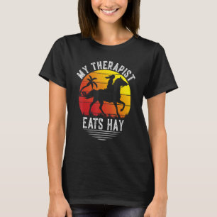 Vintage Retro Sunset My Therapist Eats Hay   Horse T-Shirt