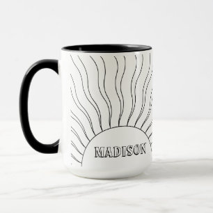 Vintage Retro Sunset Personalised Name Colouring Mug