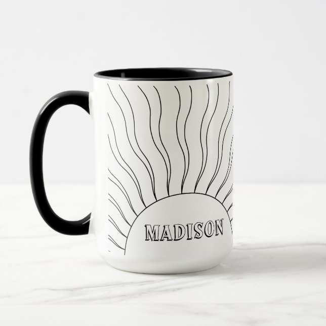 Vintage Retro Sunset Personalised Name Colouring Mug (Left)