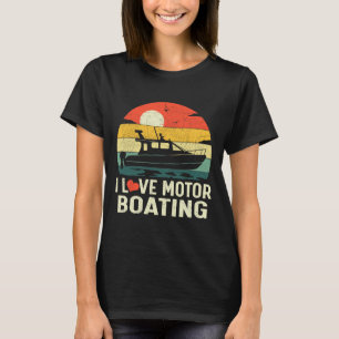 Vintage Retro Sunset Pontoon Boat I Love Motor Boa T-Shirt