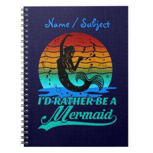Vintage Retro Sunset Rather Be A Mermaid Notebook