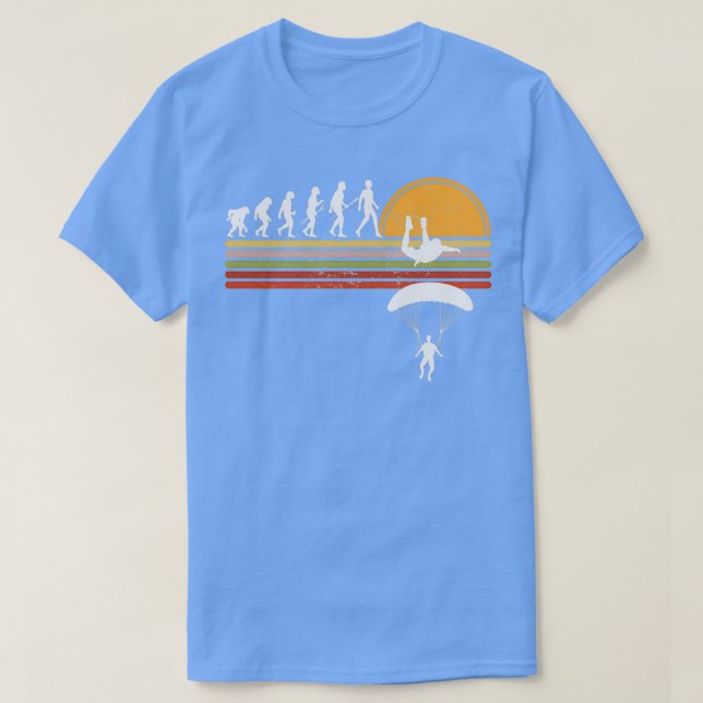 Vintage Retro Sunset Skydiving Evolution T-Shirt (Design Front)