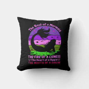 Vintage Retro Sunset Soul of a Mermaid Cushion