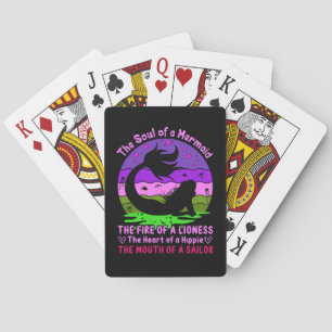 Vintage Retro Sunset Soul of a Mermaid  Playing Cards